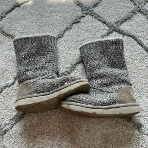 Ugg sparkly gray sequin knit tall boots girls toddler 10